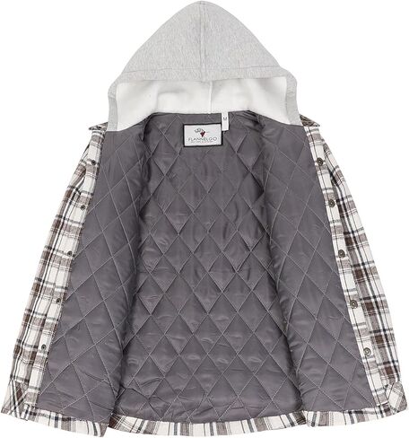 ZENTHACE Kids Quilted Lined Hooded Flannel Jacket, Winter Warm Snap Button Coat for Boys Girls,Lightweight Thermal Outerwear in Saudi Arabia