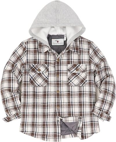 ZENTHACE Kids Quilted Lined Hooded Flannel Jacket, Winter Warm Snap Button Coat for Boys Girls,Lightweight Thermal Outerwear in Saudi Arabia