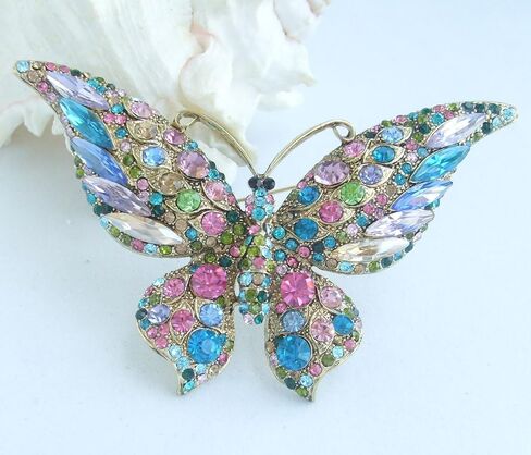 Charming Butterfly Brooch Pin Rhinestone Crystal Pendant Deco BZ4538B in Saudi Arabia
