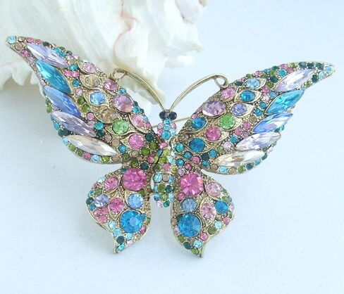 Charming Butterfly Brooch Pin Rhinestone Crystal Pendant Deco BZ4538B in Saudi Arabia