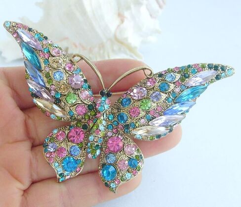 Charming Butterfly Brooch Pin Rhinestone Crystal Pendant Deco BZ4538B in Saudi Arabia