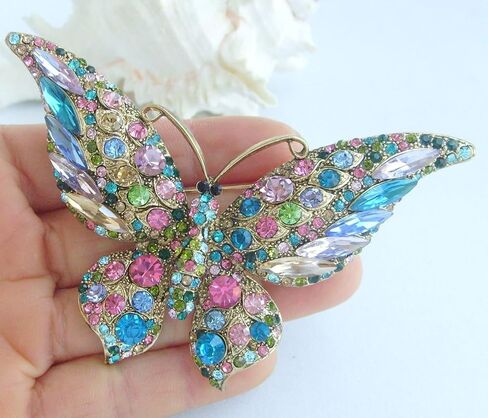 Charming Butterfly Brooch Pin Rhinestone Crystal Pendant Deco BZ4538B in Saudi Arabia