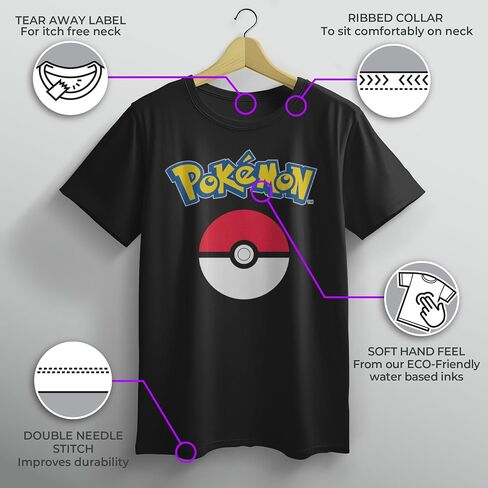 Pokemon Kids Logo Outline Boys Short Sleeve Tee Shirt in Saudi Arabia