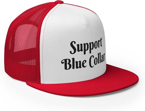 NG Support Blue Collar Flat Bill Trucker Hat High Crown Adjustable Cap in Kuwait