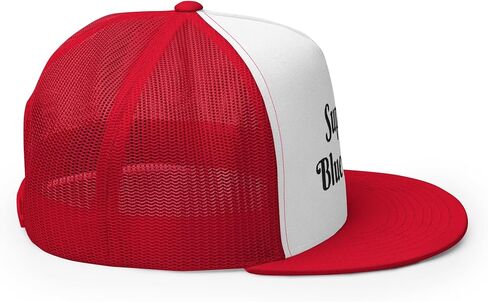 NG Support Blue Collar Flat Bill Trucker Hat High Crown Adjustable Cap in Kuwait