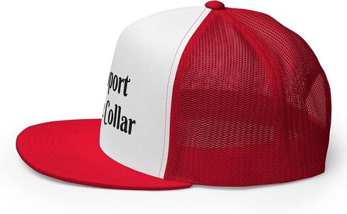 NG Support Blue Collar Flat Bill Trucker Hat High Crown Adjustable Cap in Kuwait