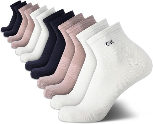 Calvin Klein Mens Quarter Socks - 12 Pack Soft Cushioned Athletic Performance Quarter Cut Ankle Socks for Men in Saudi Arabia