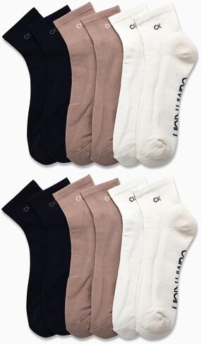 Calvin Klein Mens Quarter Socks - 12 Pack Soft Cushioned Athletic Performance Quarter Cut Ankle Socks for Men in Saudi Arabia