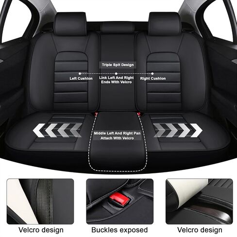 5 أغطية مقاعد لسيارة Toyota Corolla 2000-2026 أغطية مقاعد سيارة قابلة للتنفس، واقيات مقاعد السيارة مضادة للانزلاق ومقاومة للماء مع وسادة هوائية، وسادة سيارة مع جيوب تخزين (قياسي، أسود) in Kuwait