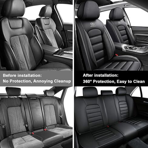 5 أغطية مقاعد لسيارة Toyota Corolla 2000-2026 أغطية مقاعد سيارة قابلة للتنفس، واقيات مقاعد السيارة مضادة للانزلاق ومقاومة للماء مع وسادة هوائية، وسادة سيارة مع جيوب تخزين (قياسي، أسود) in Kuwait