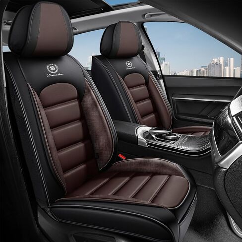 5 أغطية مقاعد لسيارة Toyota Corolla 2000-2026 أغطية مقاعد سيارة قابلة للتنفس، واقيات مقاعد السيارة مضادة للانزلاق ومقاومة للماء مع وسادة هوائية، وسادة سيارة مع جيوب تخزين (قياسي، أسود) in Kuwait