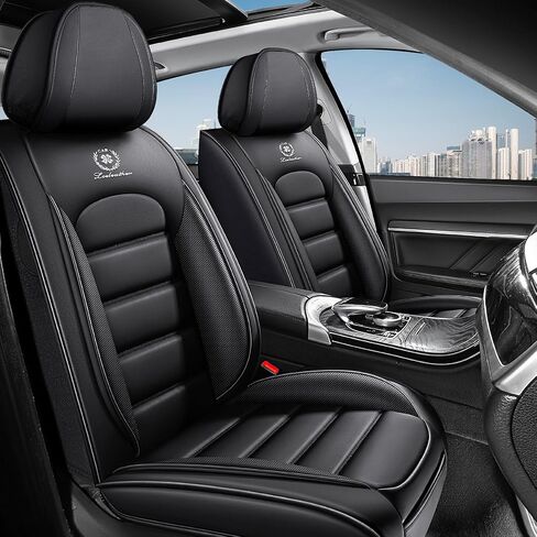 5 أغطية مقاعد لسيارة Toyota Corolla 2000-2026 أغطية مقاعد سيارة قابلة للتنفس، واقيات مقاعد السيارة مضادة للانزلاق ومقاومة للماء مع وسادة هوائية، وسادة سيارة مع جيوب تخزين (قياسي، أسود) in Kuwait
