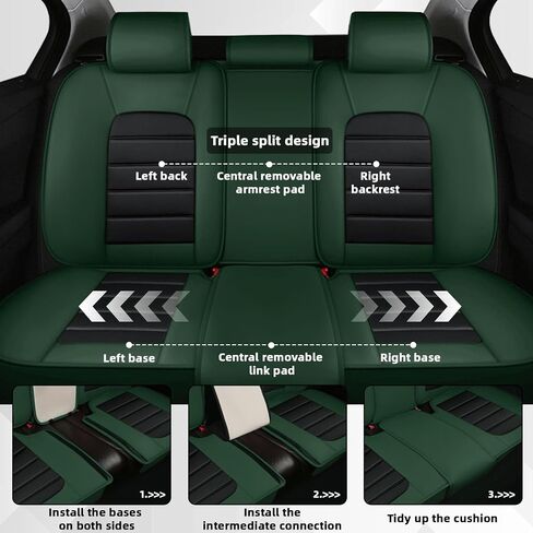 Car Seat Cover Fit for Chevy Tahoe 2000-2025,Compatible Airbag Non-Slip Waterproof Seat Cover,Car Seat Protector Premium Interior (Luxury 5 Seats,Black Green) in Kuwait