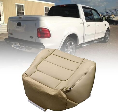 NLQR Tan Driver and Passenger Side Bottom Replacement Microfiber Leather Seat Covers Compatible with Ford F150 Lariat 2001 2002 2003 in Saudi Arabia
