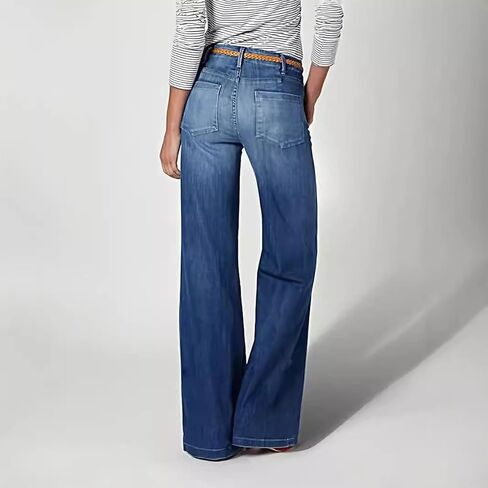 Wide Leg Jeans for Women Low Rise Baggy Stretchy Elastic Waist Cute Y2k Flare Bootcut Boyfried Mom Denim Pants in Saudi Arabia