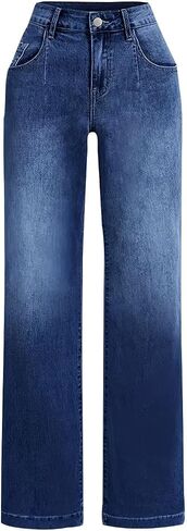 Wide Leg Jeans for Women Low Rise Baggy Stretchy Elastic Waist Cute Y2k Flare Bootcut Boyfried Mom Denim Pants in Saudi Arabia