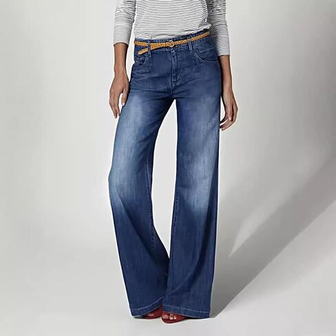 Wide Leg Jeans for Women Low Rise Baggy Stretchy Elastic Waist Cute Y2k Flare Bootcut Boyfried Mom Denim Pants in Saudi Arabia