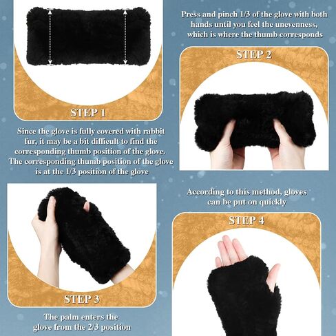 2 Pairs Winter Fur Gloves Rabbit Fur Mittens Knit Long Fingerless Gloves Warm Hand Muffs for Women Girls in Saudi Arabia