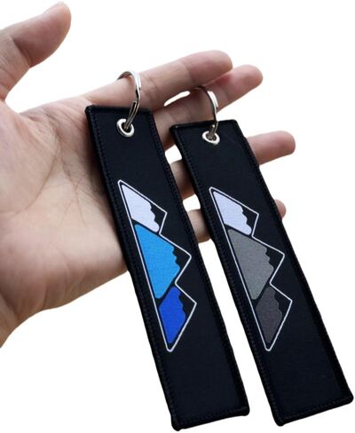 2PCS Tri-Color Embroidered Tri Mountain Fabric Tag Keyring Keychain Compatible with Toyota Tacoma TRD 4Runner Tundra RAV4 in Saudi Arabia