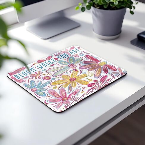 Boho Vintage Mouse Pad, Mouse Pads for Desk for Women, Coworker Leaving Gifts for Women,Wrist Rests Non-Slip Rubber Base Computer Mouse Pads for Wireless Mouse， 9.5 x 7.9 Inch in Kuwait