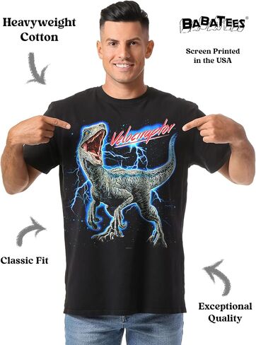 Velociraptor Dinosaur Graphic Tee - Funny T Shirts for Men and Women - Jurassic Themed 100% Heavyweight Cotton in Saudi Arabia