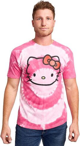 تي شيرت Hello Kitty Character Face رجالي وردي اللون ذو رقبة دائرية وأكمام قصيرة in Saudi Arabia