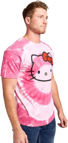 تي شيرت Hello Kitty Character Face رجالي وردي اللون ذو رقبة دائرية وأكمام قصيرة in Saudi Arabia