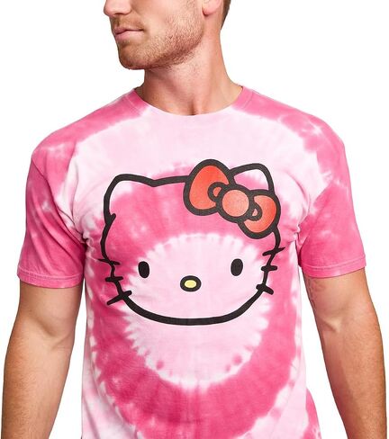 تي شيرت Hello Kitty Character Face رجالي وردي اللون ذو رقبة دائرية وأكمام قصيرة in Saudi Arabia