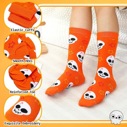 JenPen 8 Pairs Cute Halloween Socks Women Novelty Pumpkin Skeleton Crew Sock Crazy Funny Halloween Gifts Boo Basket Stuffers for Women in Saudi Arabia