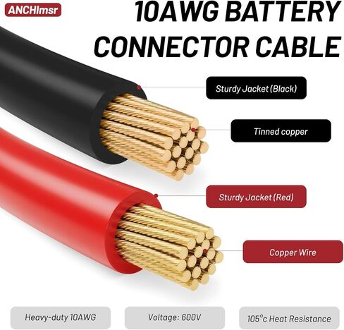 45A 10AWG Connector to O Ring Terminal with 15A/20A/30A/40A Protection Fuse, Compatible with Ads Connector Port, Dual Positive Negative ATC Style Fuse Holder Cable for Solar Generators Charging in Saudi Arabia