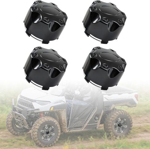 أغطية مركز العجلة لـ RZR Ranger، أغطية غطاء محور العجلة ذات حافة سوداء مقاس 14 بوصة لملحقات Polaris Ranger XP 1000 18-25/RZR XP 1000 14-23 (4 قطع، استبدال #1521509-521) in Kuwait