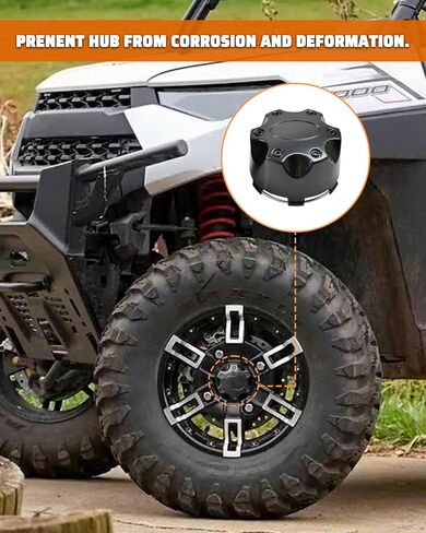 أغطية مركز العجلة لـ RZR Ranger، أغطية غطاء محور العجلة ذات حافة سوداء مقاس 14 بوصة لملحقات Polaris Ranger XP 1000 18-25/RZR XP 1000 14-23 (4 قطع، استبدال #1521509-521) in Kuwait
