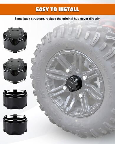 أغطية مركز العجلة لـ RZR Ranger، أغطية غطاء محور العجلة ذات حافة سوداء مقاس 14 بوصة لملحقات Polaris Ranger XP 1000 18-25/RZR XP 1000 14-23 (4 قطع، استبدال #1521509-521) in Kuwait