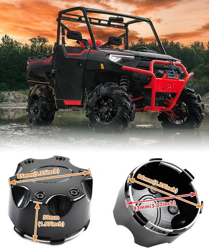 أغطية مركز العجلة لـ RZR Ranger، أغطية غطاء محور العجلة ذات حافة سوداء مقاس 14 بوصة لملحقات Polaris Ranger XP 1000 18-25/RZR XP 1000 14-23 (4 قطع، استبدال #1521509-521) in Kuwait