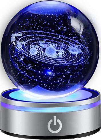 3D Galaxy Crystal Ball with Colorful Led Base, Space Astronomy Gifts Clear Glass Balls Crystal Sphere Religious Gifts for Her Him Birthday Women Mom Dad Funny Night Light in Saudi Arabia