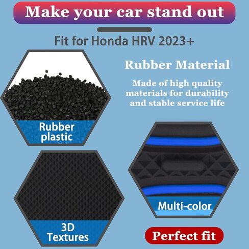 Center Console Liner for Honda HRV Accessories 2023 2024 2025, for HR-V Cup Holder Pad, Door Pocket Interior, Door Slot Mat, Non-Slip Trim, Custom Rubber Decoration Insert (14pcs, Red) in Kuwait