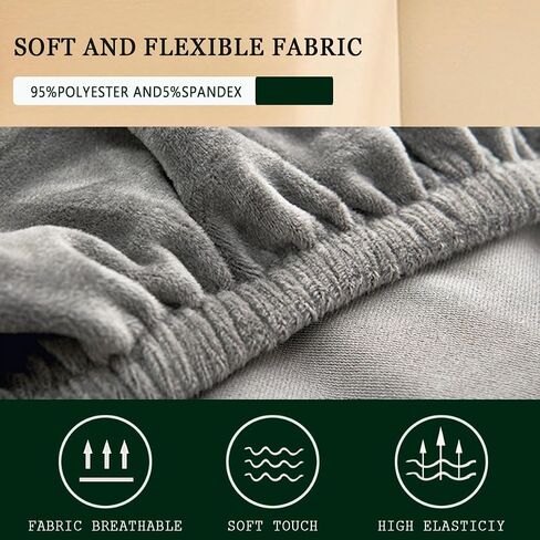 Sofa Cover 2 Piece L-Shaped 4+5 seat Velvet Couch Cover Stretch Recliner Chair Cover Furniture Sofa Loveseat Cover Protector (Dark Green) in Saudi Arabia