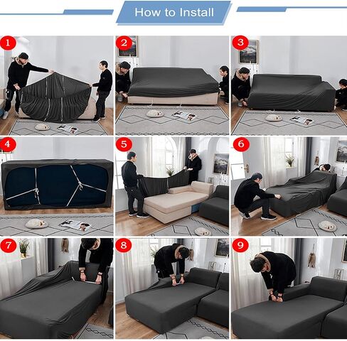 Sofa Cover 2 Piece L-Shaped 4+5 seat Velvet Couch Cover Stretch Recliner Chair Cover Furniture Sofa Loveseat Cover Protector (Dark Green) in Saudi Arabia