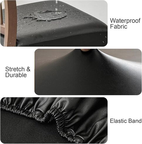 Waterproof Seat Covers for Dining Room Chairs Set of 2, Pu Leather Chair Seat Slipcovers Dining Chair Cover Removable Washable Chair Protctor Cover (2, White, PU) in Saudi Arabia