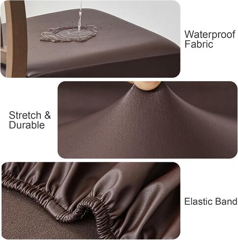 Waterproof Seat Covers for Dining Room Chairs Set of 2, Pu Leather Chair Seat Slipcovers Dining Chair Cover Removable Washable Chair Protctor Cover (2, White, PU) in Saudi Arabia