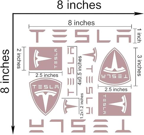 Set of 8 Vinyl Decals for Tesla Car Window, Wall, Laptop, Bumper Stickers (8 x 8 inches, Red & Black) in Saudi Arabia
