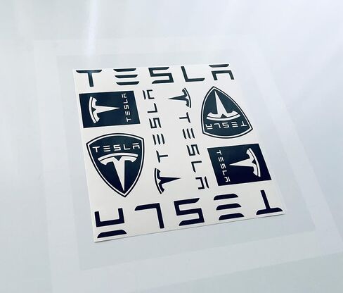 Set of 8 Vinyl Decals for Tesla Car Window, Wall, Laptop, Bumper Stickers (8 x 8 inches, Red & Black) in Saudi Arabia