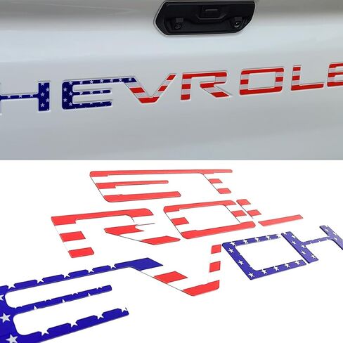 أحرف إدراج الباب الخلفي متوافقة مع Chevy Silverado 2019 2020 2021 2022 2023 2024 2025 ملحقات شارة شعارات خلفية ثلاثية الأبعاد مع لاصق قوي أسود غير لامع in Kuwait