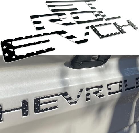 أحرف إدراج الباب الخلفي متوافقة مع Chevy Silverado 2019 2020 2021 2022 2023 2024 2025 ملحقات شارة شعارات خلفية ثلاثية الأبعاد مع لاصق قوي أسود غير لامع in Kuwait