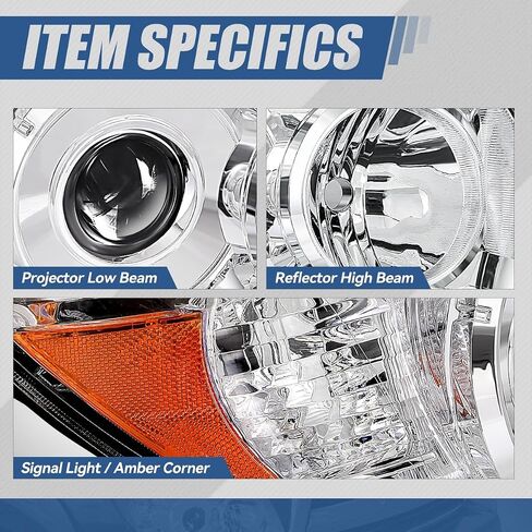 Auto Dynasty TO2502164 Factory Style Projector Headlight Lamp Compatible with Toyota 4Runner SR5/ Limited 2006-2009, Driver Left Side, Chrome Housing Amber Corner in Saudi Arabia