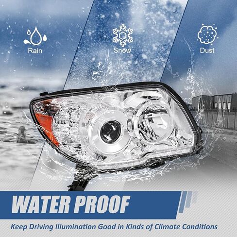 Auto Dynasty TO2502164 Factory Style Projector Headlight Lamp Compatible with Toyota 4Runner SR5/ Limited 2006-2009, Driver Left Side, Chrome Housing Amber Corner in Saudi Arabia