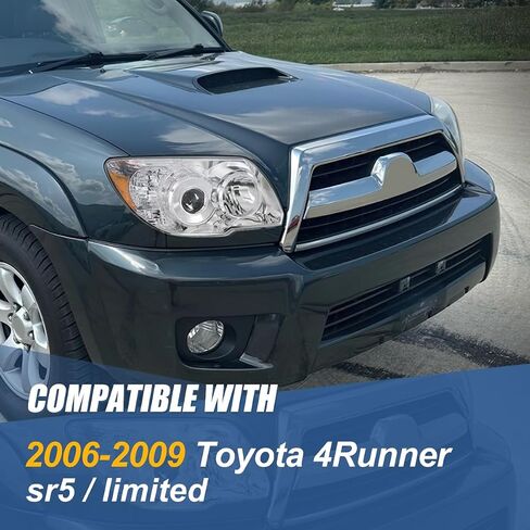 Auto Dynasty TO2502164 Factory Style Projector Headlight Lamp Compatible with Toyota 4Runner SR5/ Limited 2006-2009, Driver Left Side, Chrome Housing Amber Corner in Saudi Arabia