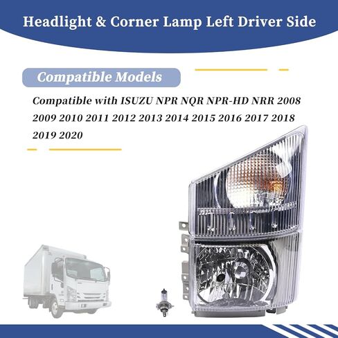 المصباح الأمامي ومصباح الزاوية الجانب الأيمن للراكب مناسب لـ ISUZU NPR NQR NPR-HD NRR 2008-2020 مجموعة المصابيح الأمامية 8975851702 8975851712 تعديل ارتفاع المصباح الأمامي القابل للتكيف in Saudi Arabia