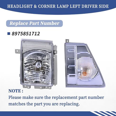 المصباح الأمامي ومصباح الزاوية الجانب الأيمن للراكب مناسب لـ ISUZU NPR NQR NPR-HD NRR 2008-2020 مجموعة المصابيح الأمامية 8975851702 8975851712 تعديل ارتفاع المصباح الأمامي القابل للتكيف in Saudi Arabia