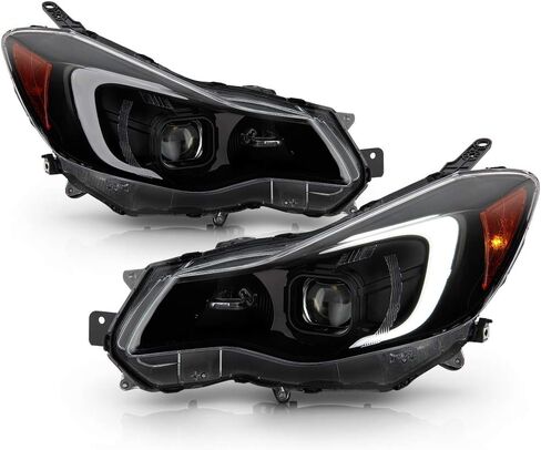 ACANII - For [Halogen Model] 2012-2015 Subaru Impreza Black Housing Smoked Lens LED Tube Projector Headlights Headlamps in Saudi Arabia
